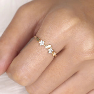0.07 TCW Round Cut Multi Star Cluster Moissanite Diamond Wedding Band
