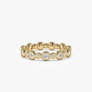 1.05 TCW Round Cut Bezel Half Eternity Moissanite Diamond Wedding Band