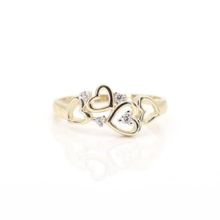 0.07 TCW Minimalist Round Cut Four Hearts Moissanite Diamond Wedding Band