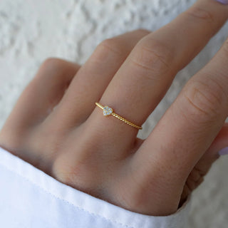 0.10 TCW Round Heart Shape Twisted Moissanite Diamond Wedding Band