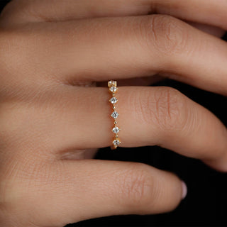 0.12 TCW Round Cut Petite Moissanite Diamond Wedding Band