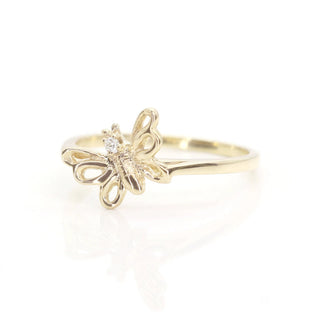 0.02 TCW Minimalist Round Cut Butterfly Moissanite Diamond Wedding Band