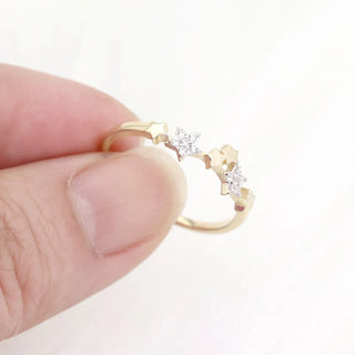 0.07 TCW Round Cut Multi Star Cluster Moissanite Diamond Wedding Band