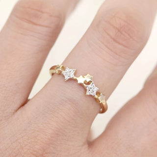 0.07 TCW Round Cut Multi Star Cluster Moissanite Diamond Wedding Band