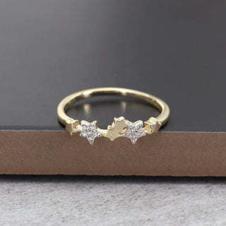0.07 TCW Round Cut Multi Star Cluster Moissanite Diamond Wedding Band