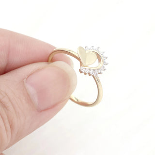 0.13 TCW Round Cut Heart Shaped Cluster Moissanite Diamond Wedding Band