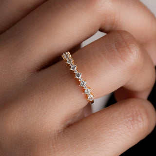 0.20 TCW Round Cut Alternative Half Eternity Moissanite Diamond Wedding Band