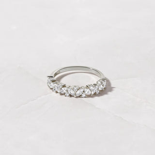 1.0TCW Unique Round & Marquise Cluster Moissanite Diamond Wedding Band