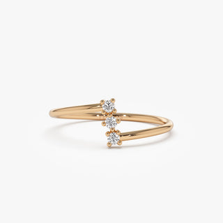 0.07 TCW 3 Stone Round Cut Bypass Moissanite Diamond Wedding Band