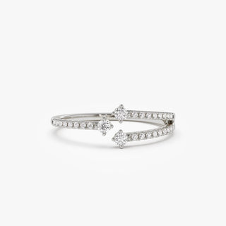 0.22 TCW Round Cut Cross Over Cluster Moissanite Diamond Wedding Band