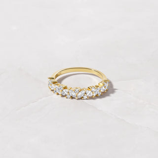 1.0TCW Unique Round & Marquise Cluster Moissanite Diamond Wedding Band