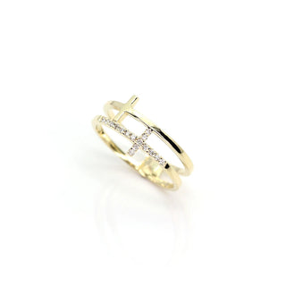 0.08 TCW Unique Round Cut Double Cross Moissanite Diamond Wedding Band