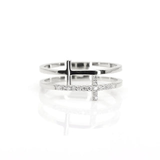 0.08 TCW Unique Round Cut Double Cross Moissanite Diamond Wedding Band