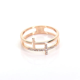 0.08 TCW Unique Round Cut Double Cross Moissanite Diamond Wedding Band