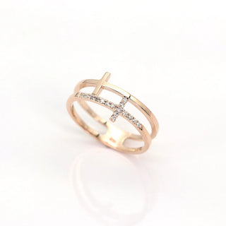 0.08 TCW Unique Round Cut Double Cross Moissanite Diamond Wedding Band