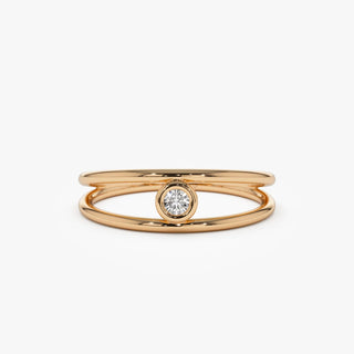 0.07 TCW Round Cut Bezel Solitaire Dual Band Moissanite Diamond Wedding Band