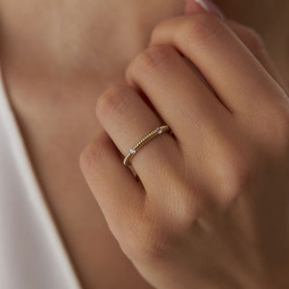 0.30 TCW Round Cut Ribbed Milgrain Moissanite Diamond Wedding Band