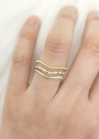 0.03 TCW Minimalist Round Cut Curved Moissanite Diamond Wedding Band