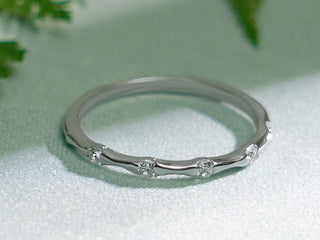 0.10 TCW Round Cut Petite Moissanite Diamond Wedding Band