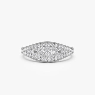 0.40 TCW Round Cut Unique Cluster Moissanite Diamond Wedding Band