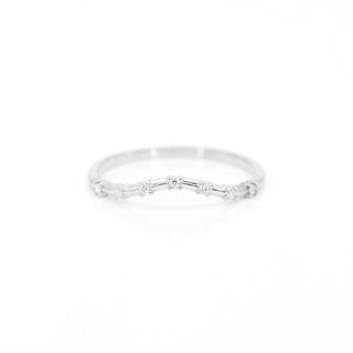 0.05 TCW Minimalist Round Cut Curved Petite Moissanite Diamond Wedding Band