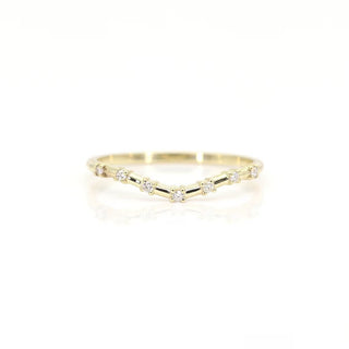 0.05 TCW Minimalist Round Cut Curved Petite Moissanite Diamond Wedding Band