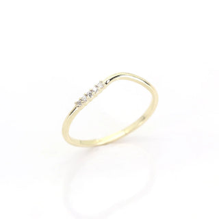 0.03 TCW Minimalist Round Cut Curved Moissanite Diamond Wedding Band