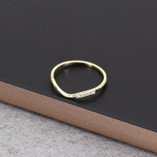 0.03 TCW Minimalist Round Cut Curved Moissanite Diamond Wedding Band