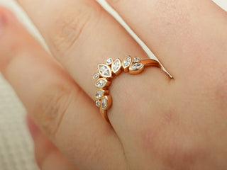 0.50TCW Round & Marquise Bezel Curved Moissanite Diamond Wedding Band