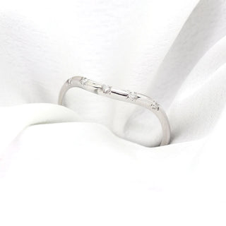 0.80 TCW Round Cut Flush Set Curved Moissanite Diamond Wedding Band