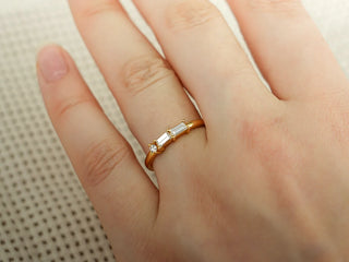 0.20 TCW Baguette & Round Cut Three Stone Moissanite Diamond Wedding Band