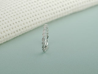 0.25 TCW Round Cut Unique Bezel Eternity Moissanite Diamond Wedding Band