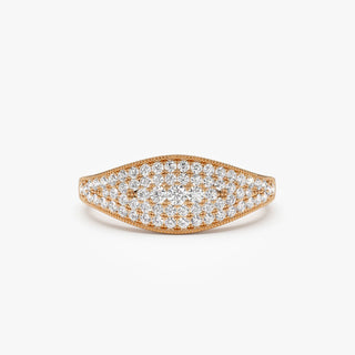 0.40 TCW Round Cut Unique Cluster Moissanite Diamond Wedding Band