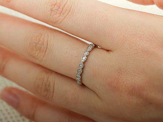 0.25 TCW Round Cut Unique Bezel Eternity Moissanite Diamond Wedding Band