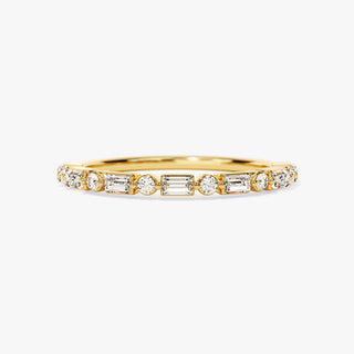 0.44 TCW Round & Baguette Moissanite Diamond Wedding Band