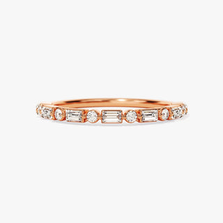 0.44 TCW Round & Baguette Moissanite Diamond Wedding Band