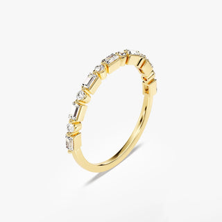0.44 TCW Round & Baguette Moissanite Diamond Wedding Band