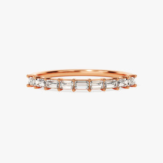 0.45 TCW Baguette Cut Half Eternity Moissanite Diamond Wedding Band