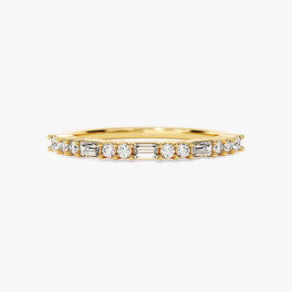 0.37 TCW Round & Baguette Half Eternity Moissanite Diamond Wedding Band