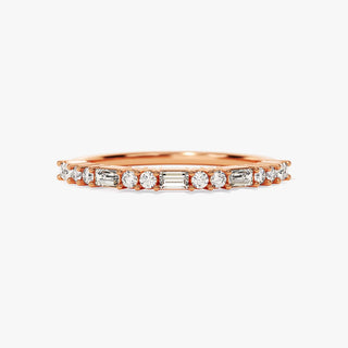 0.37 TCW Round & Baguette Half Eternity Moissanite Diamond Wedding Band