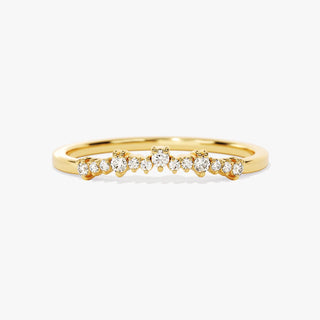 0.11 TCW Round Cut Curve Cluster Moissanite Diamond Wedding Band