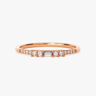 0.15 TCW Round & Baguette Cut Cluster Moissanite Diamond Wedding Band