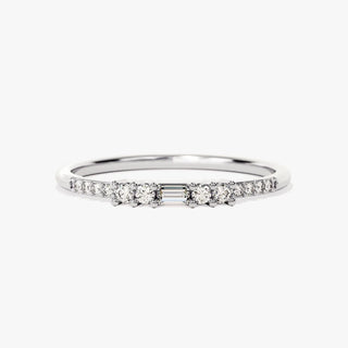 0.15 TCW Round & Baguette Cut Cluster Moissanite Diamond Wedding Band