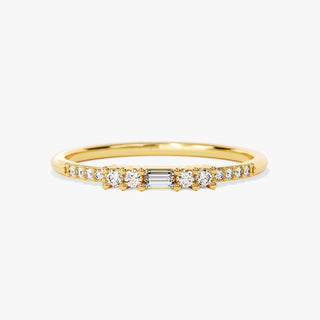 0.15 TCW Round & Baguette Cut Cluster Moissanite Diamond Wedding Band