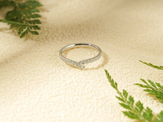 0.30 TCW Unique Round Cut Curved Half Eternity Moissanite Diamond Wedding Band