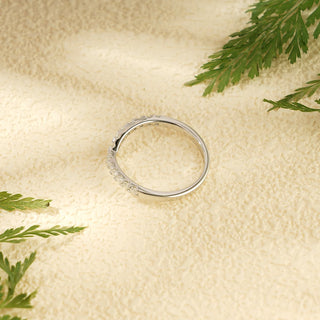 0.30TCW Round Cut Curved Half Eternity Moissanite Diamond Wedding Band