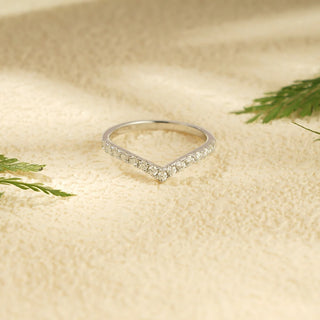 0.30TCW Round Cut Curved Half Eternity Moissanite Diamond Wedding Band