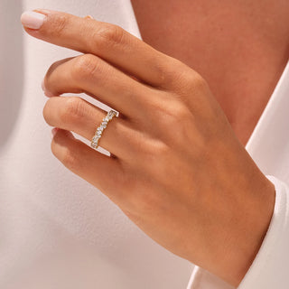 0.58 TCW Round, Marquise & Baguette Half Eternity Moissanite Diamond Wedding Band