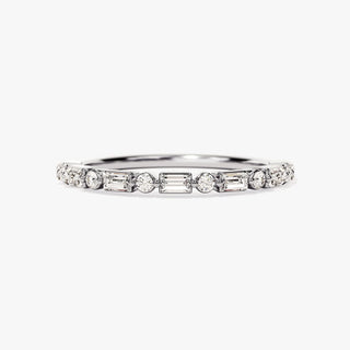 0.44 TCW Round & Baguette Moissanite Diamond Wedding Band