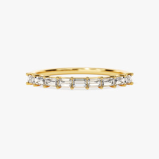 0.45 TCW Baguette Cut Half Eternity Moissanite Diamond Wedding Band